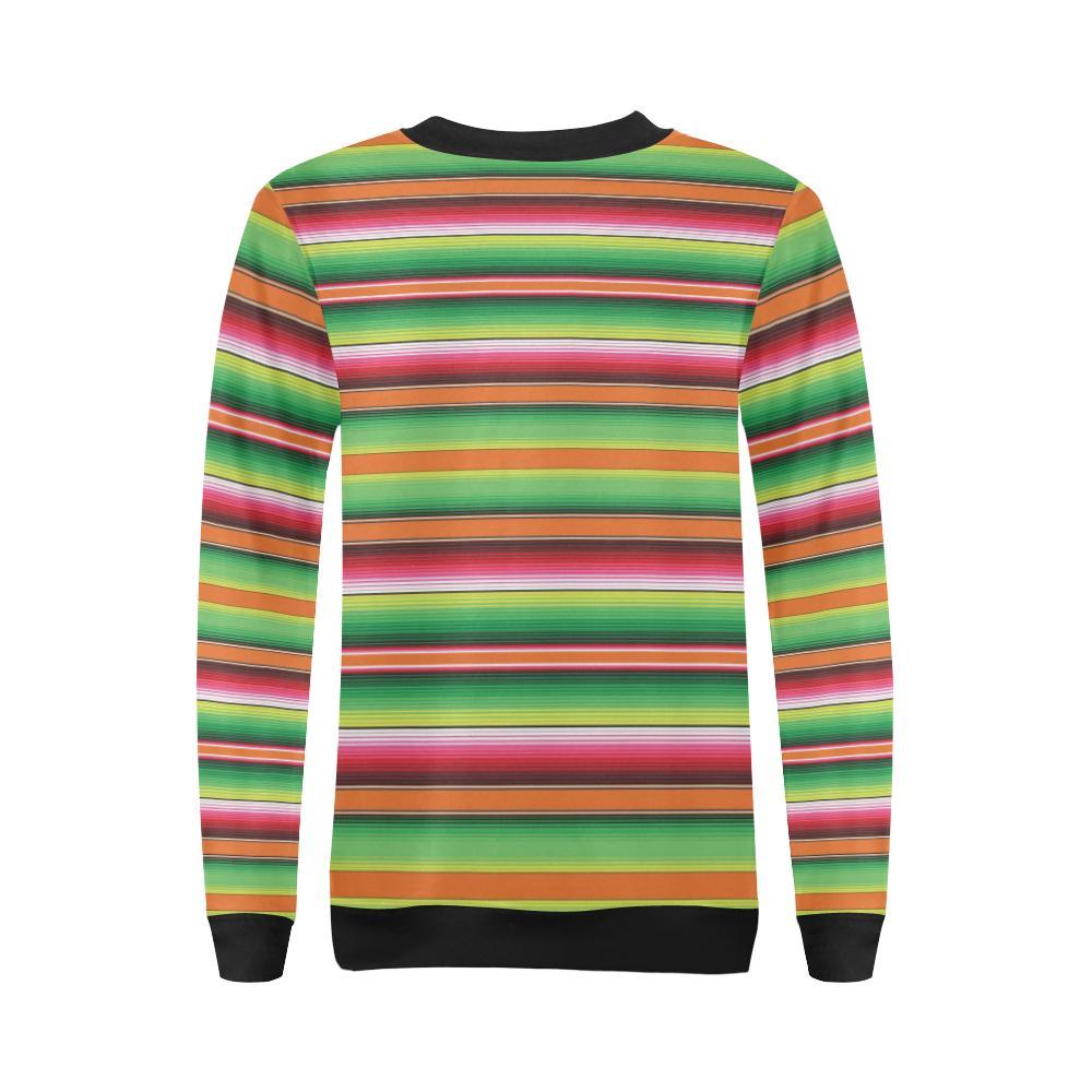 Baja Serape Mexican Blanket Pattern Print Women Crewneck Sweatshirt-grizzshop