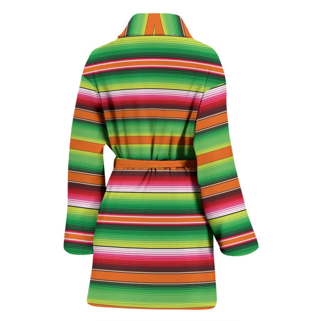 Baja Serape Mexican Blanket Pattern Print Women Long Robe-grizzshop