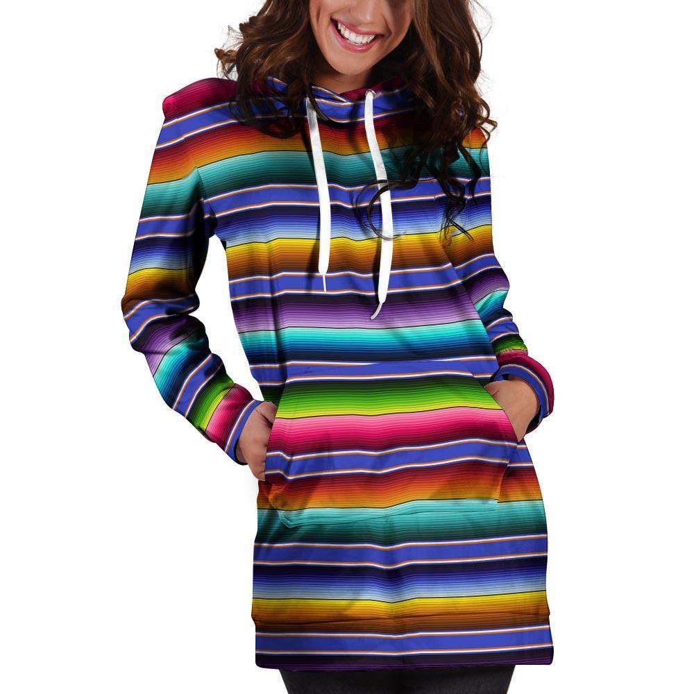 Baja Serape Mexican Hoodie Dress-grizzshop