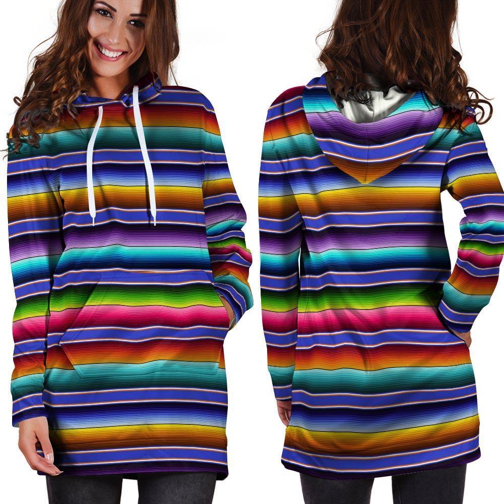 Baja Serape Mexican Hoodie Dress-grizzshop