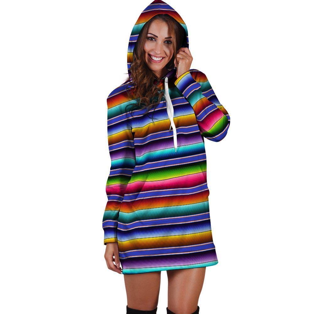 Baja Serape Mexican Hoodie Dress-grizzshop