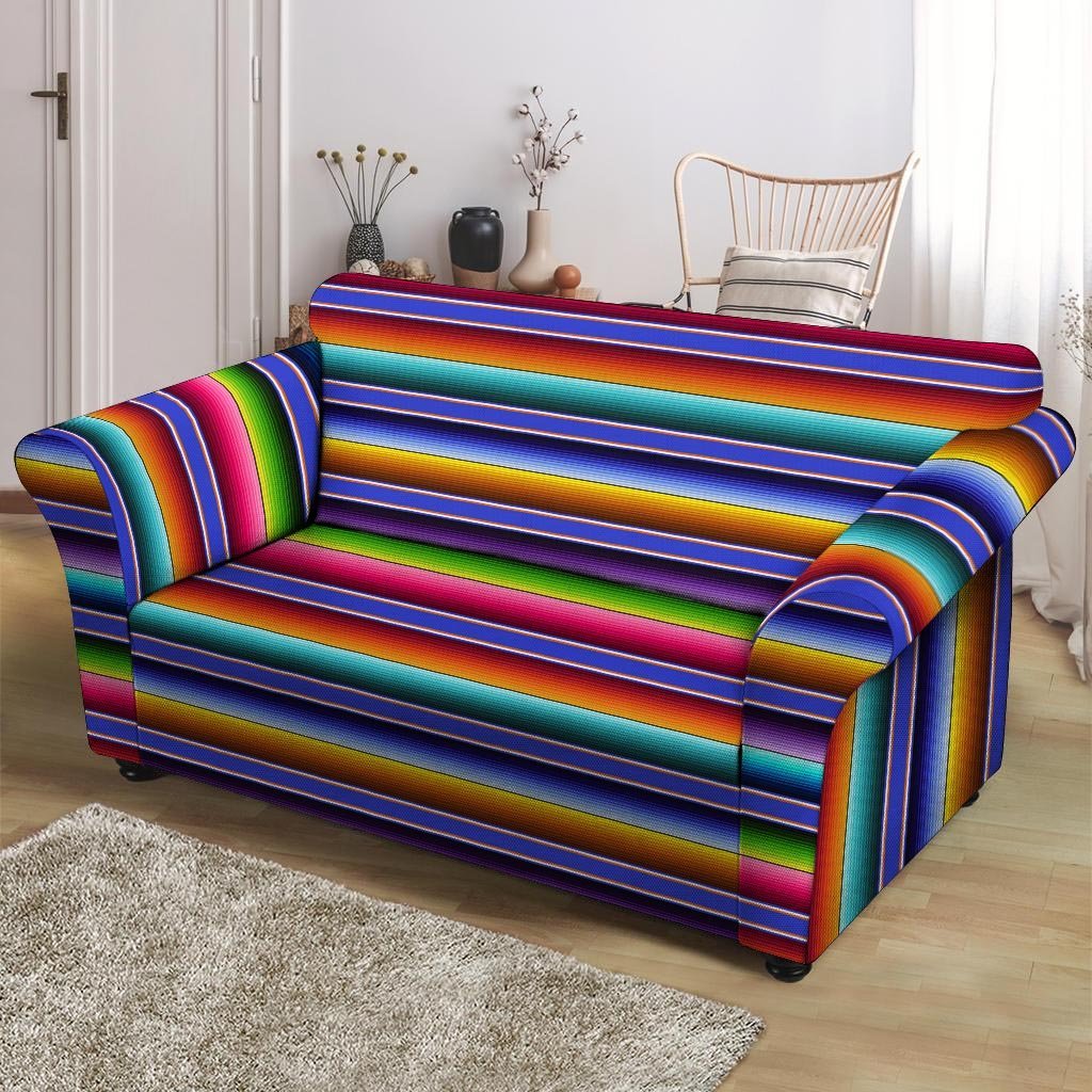 Baja Serape Mexican Loveseat Cover-grizzshop