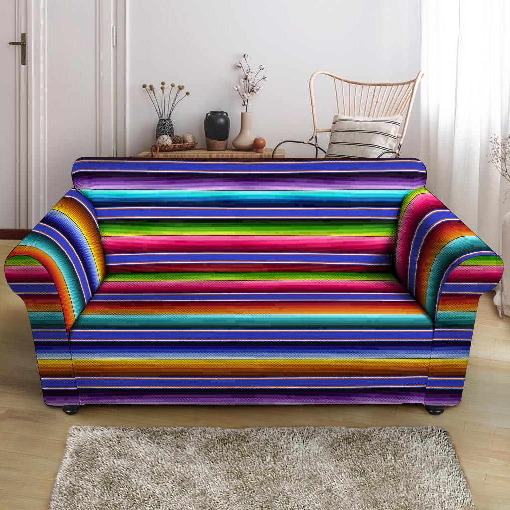 Baja Serape Mexican Loveseat Cover-grizzshop