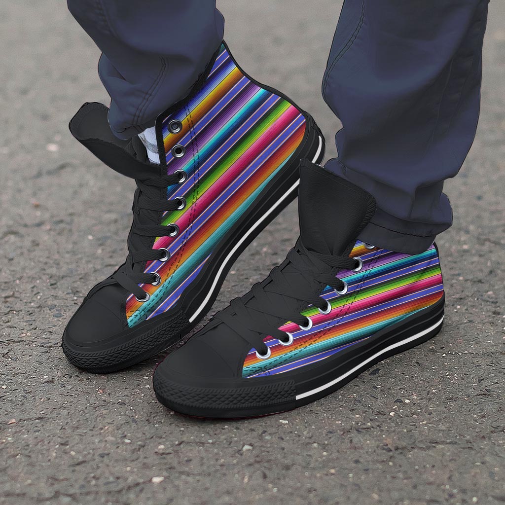 Baja Serape Mexican Men's High Top Shoes-grizzshop