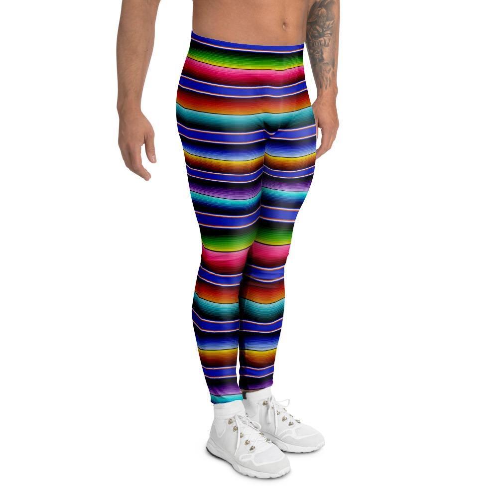 Baja Serape Mexican Men's Leggings-grizzshop