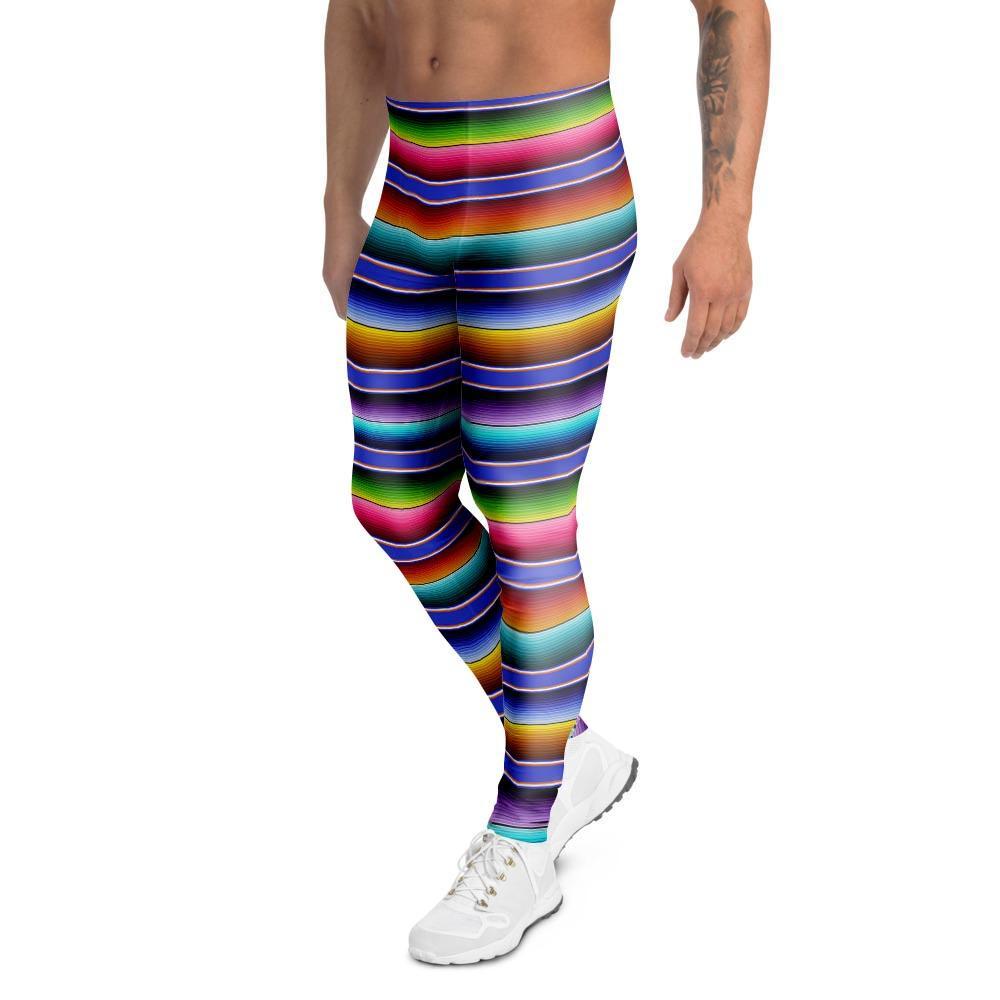 Baja Serape Mexican Men's Leggings-grizzshop