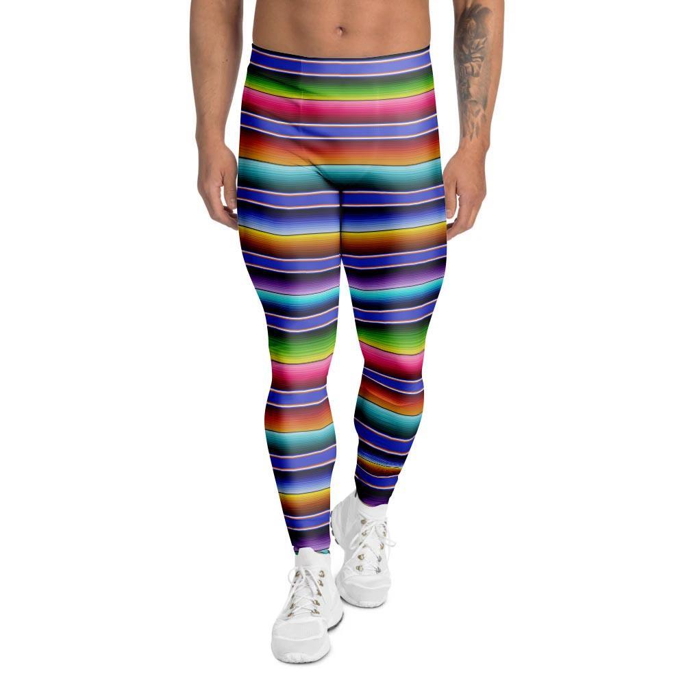 Baja Serape Mexican Men's Leggings-grizzshop