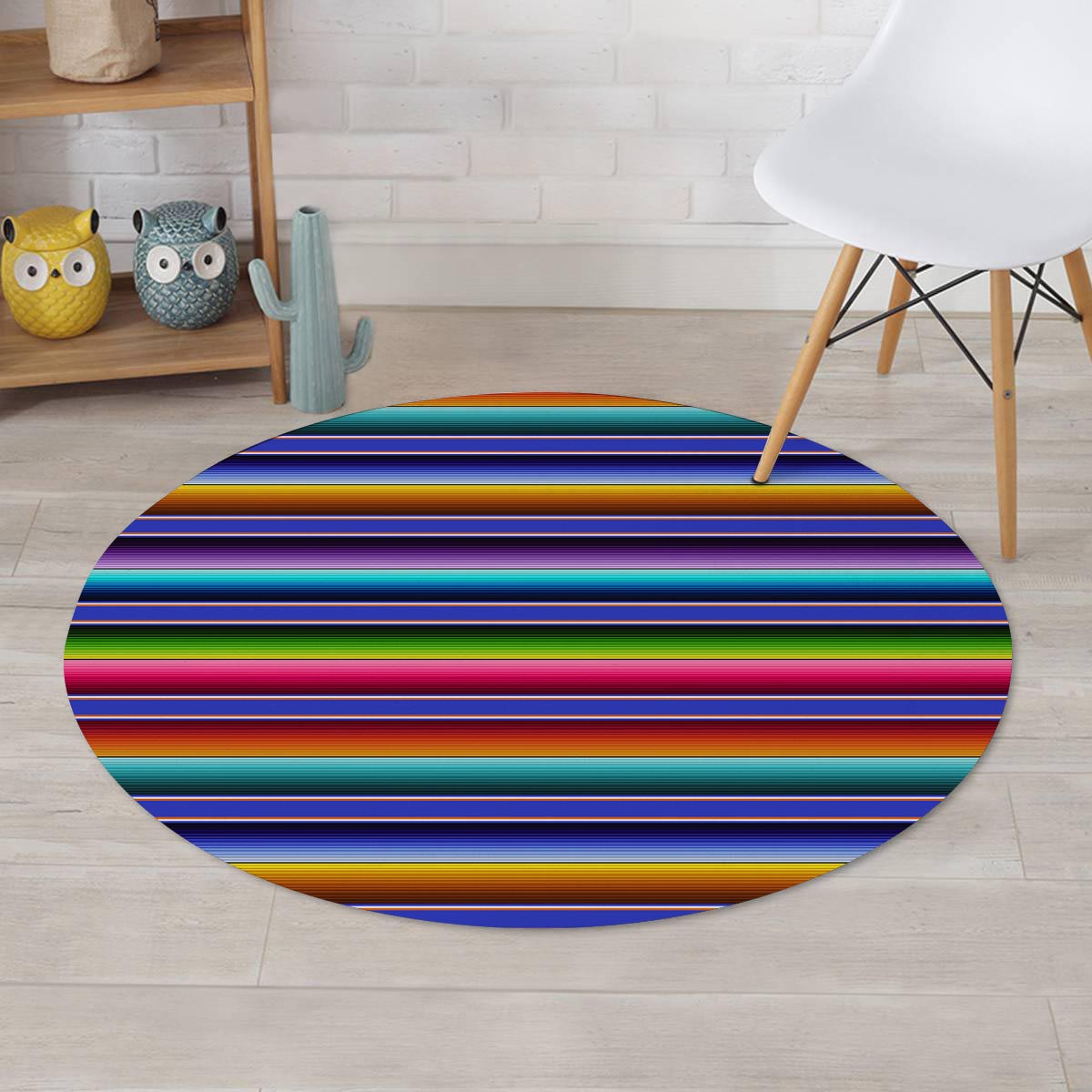 Baja Serape Mexican Round Rug-grizzshop