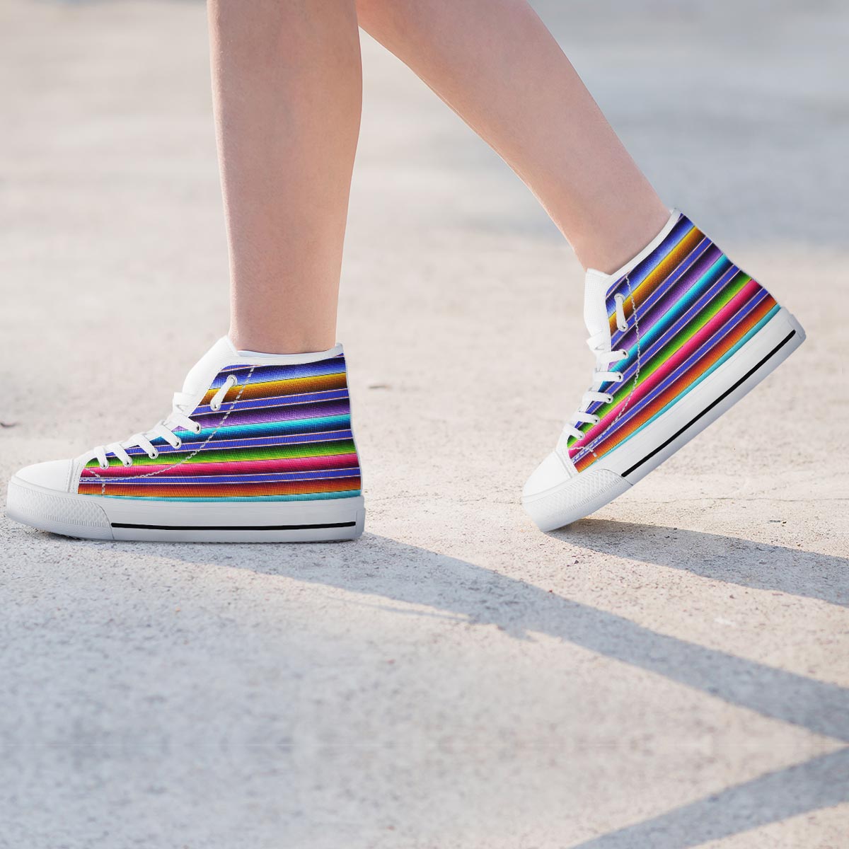 Baja Serape Mexican Women's High Top Shoes-grizzshop