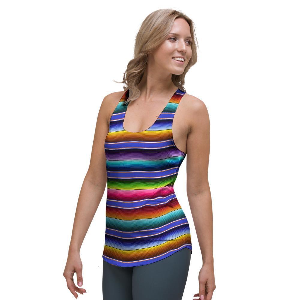 Baja Serape Mexican Women's Racerback Tank Top-grizzshop