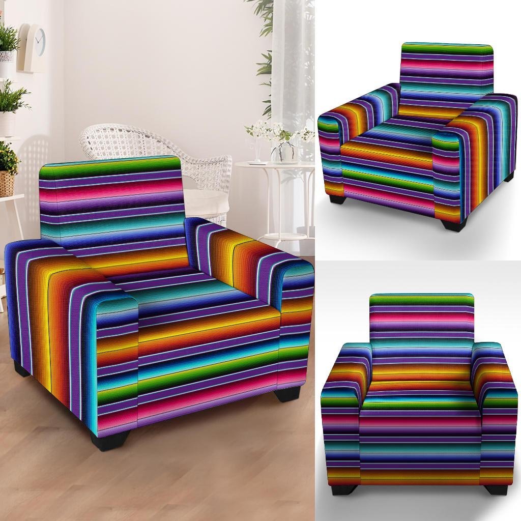 Baja Serape Print Armchair Cover-grizzshop