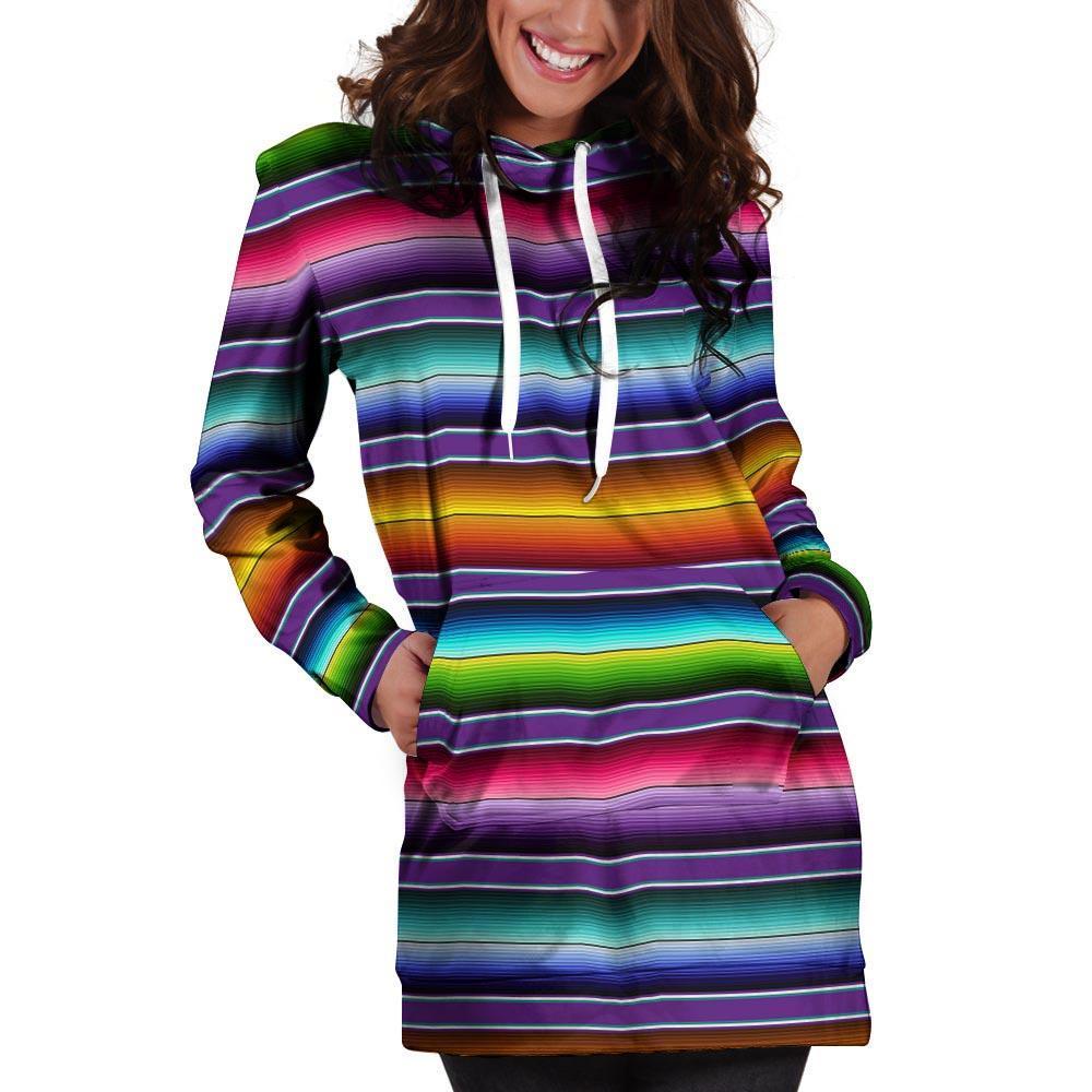 Baja Serape Print Hoodie Dress-grizzshop