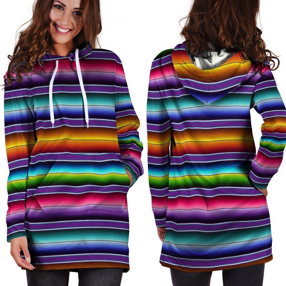 Baja Serape Print Hoodie Dress-grizzshop