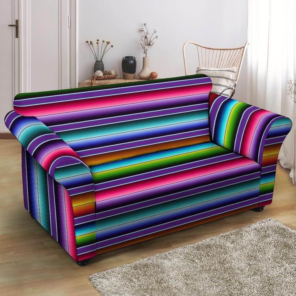 Baja Serape Print Loveseat Cover-grizzshop