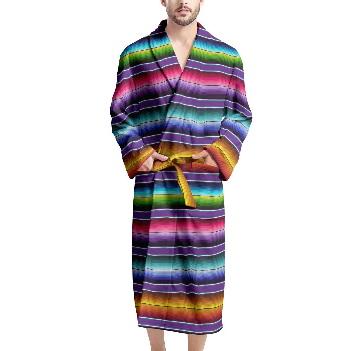 Baja Serape Print Men's Robe-grizzshop