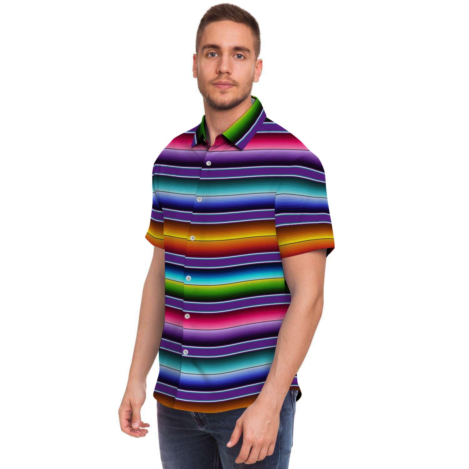 Baja Serape Print Men's Short Sleeve Shirt-grizzshop