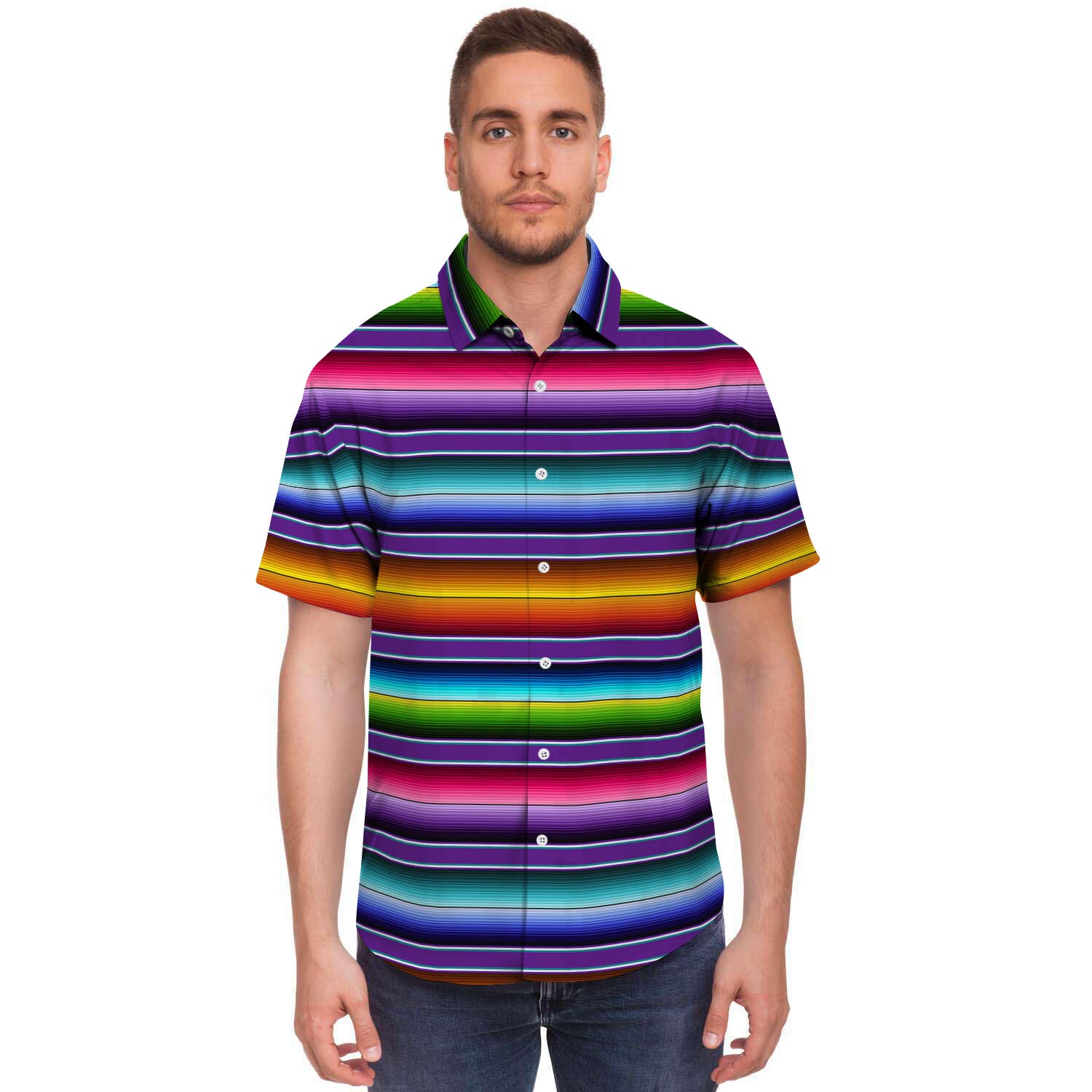 Baja Serape Print Men's Short Sleeve Shirt-grizzshop