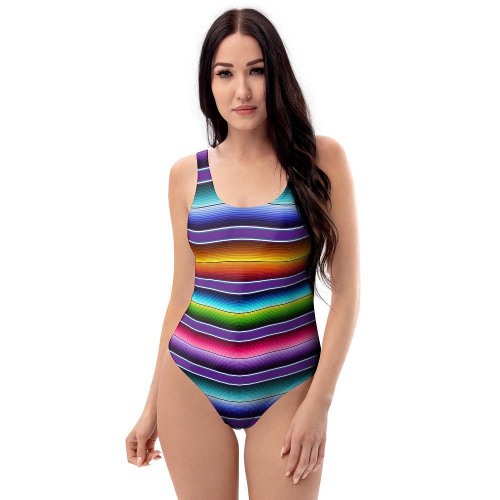 Baja Serape Print One Piece Swimsuite-grizzshop