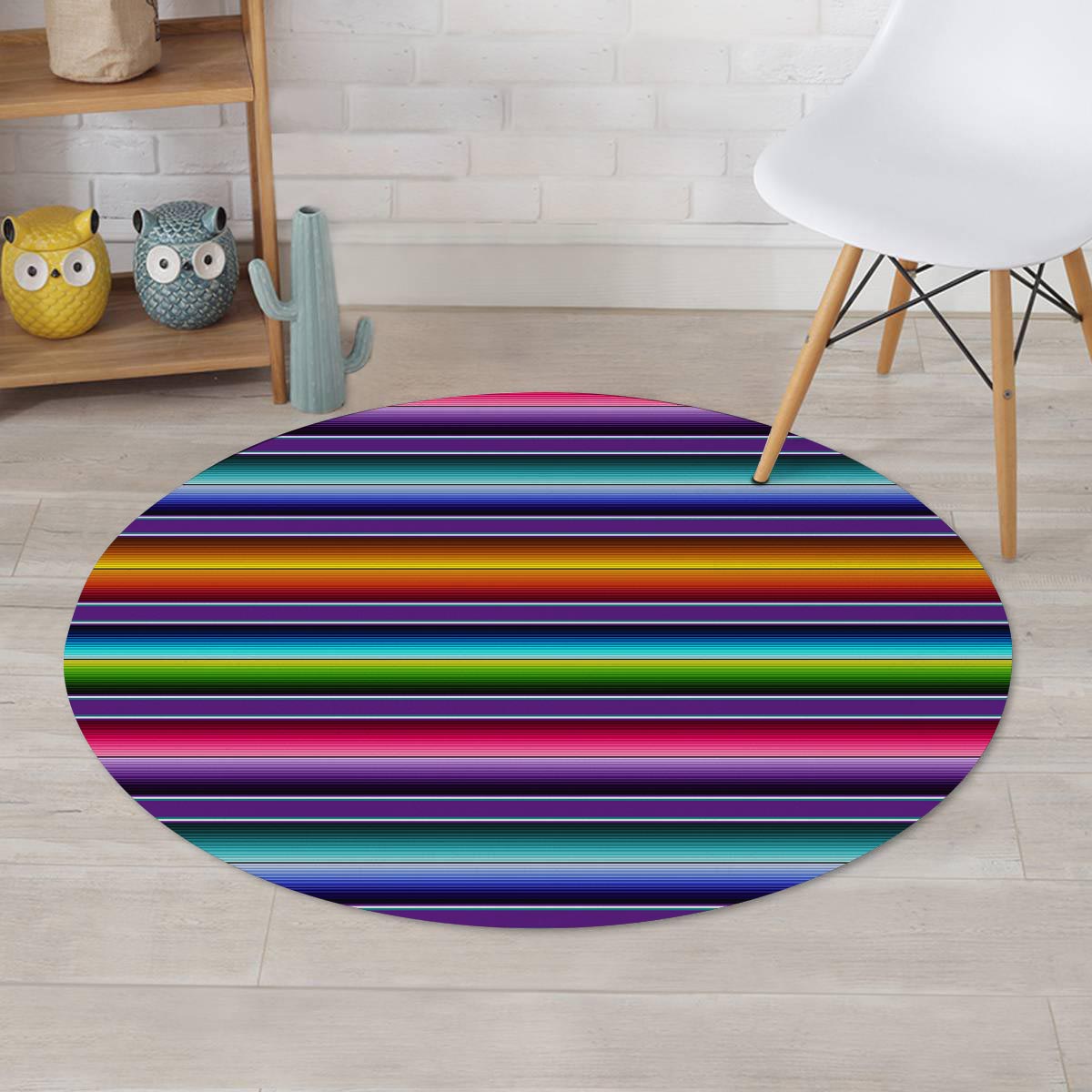 Baja Serape Print Round Rug-grizzshop