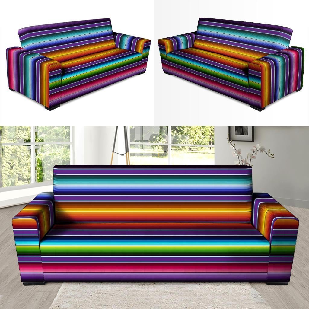 Baja Serape Print Sofa Cover-grizzshop