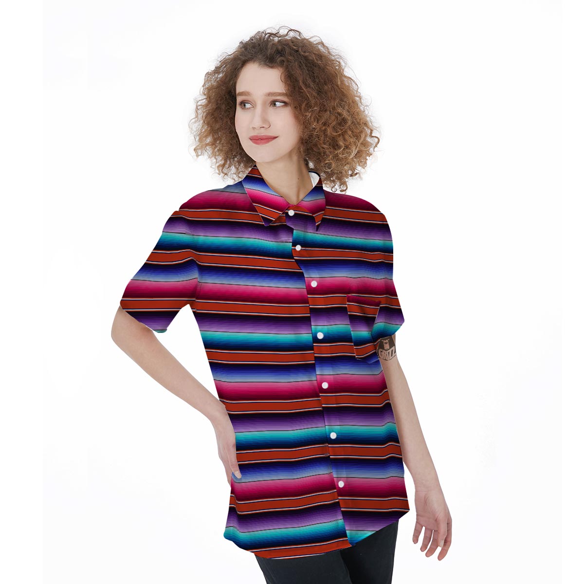 Baja Serape Women's Short Sleeve Shirts-grizzshop