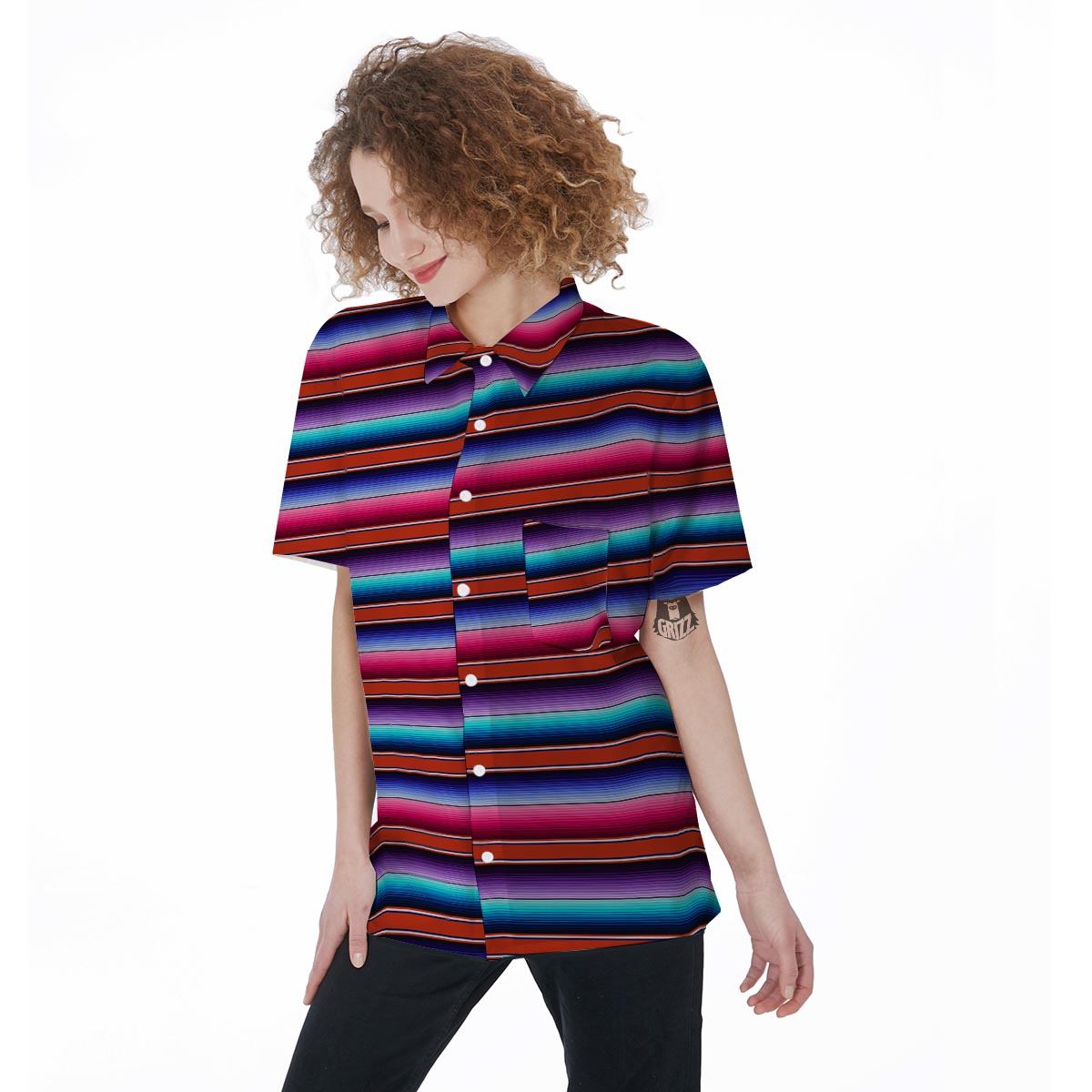 Baja Serape Women's Short Sleeve Shirts-grizzshop