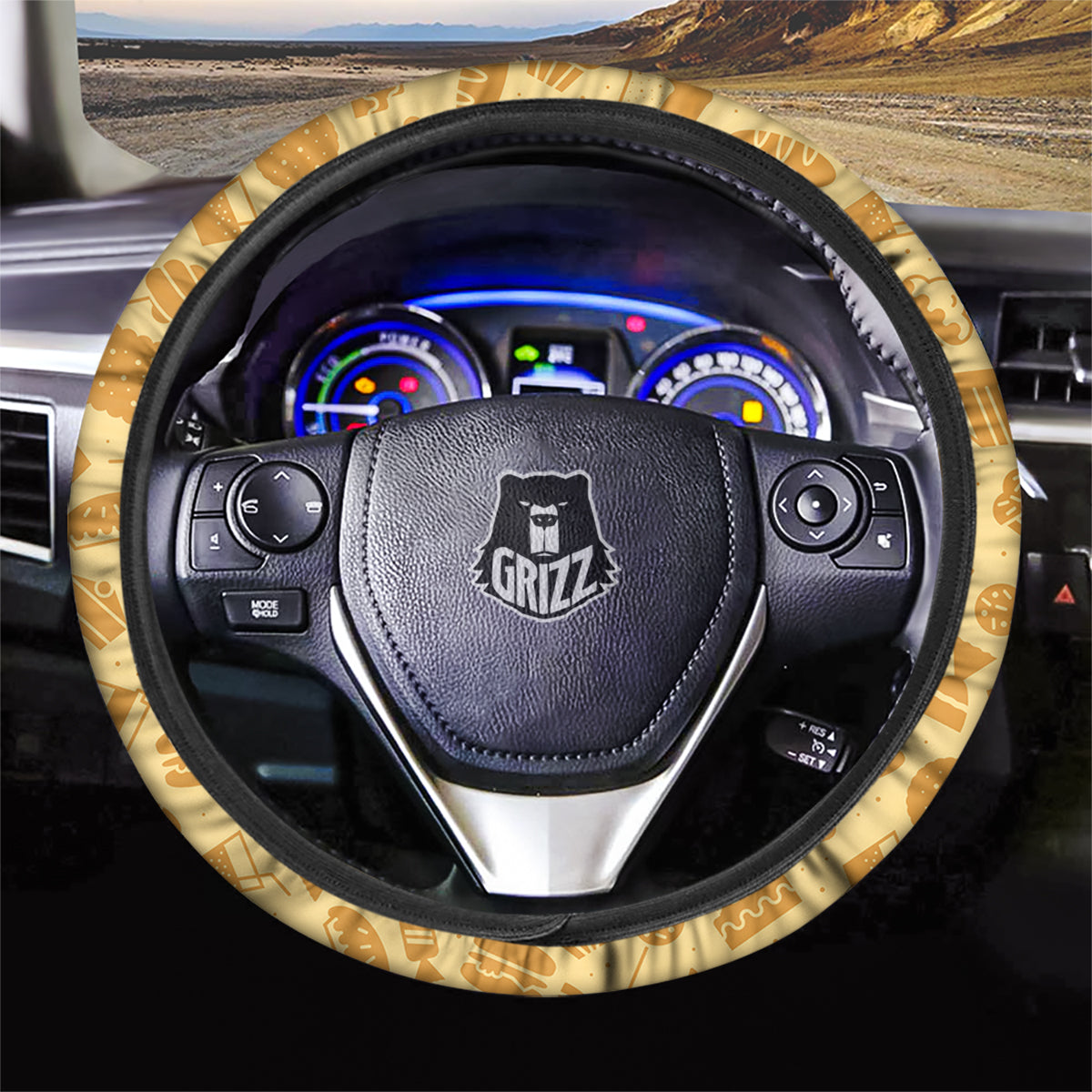 Bakery And Dessert Print Pattern Car Steering Wheel Cover-grizzshop