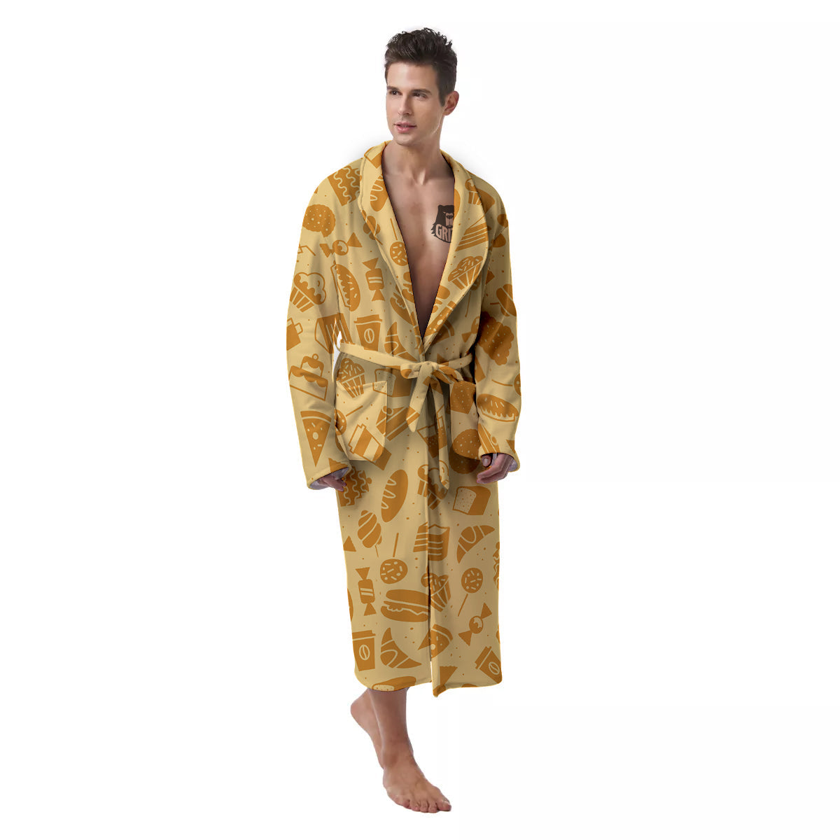 Bakery And Dessert Print Pattern Men's Robe-grizzshop