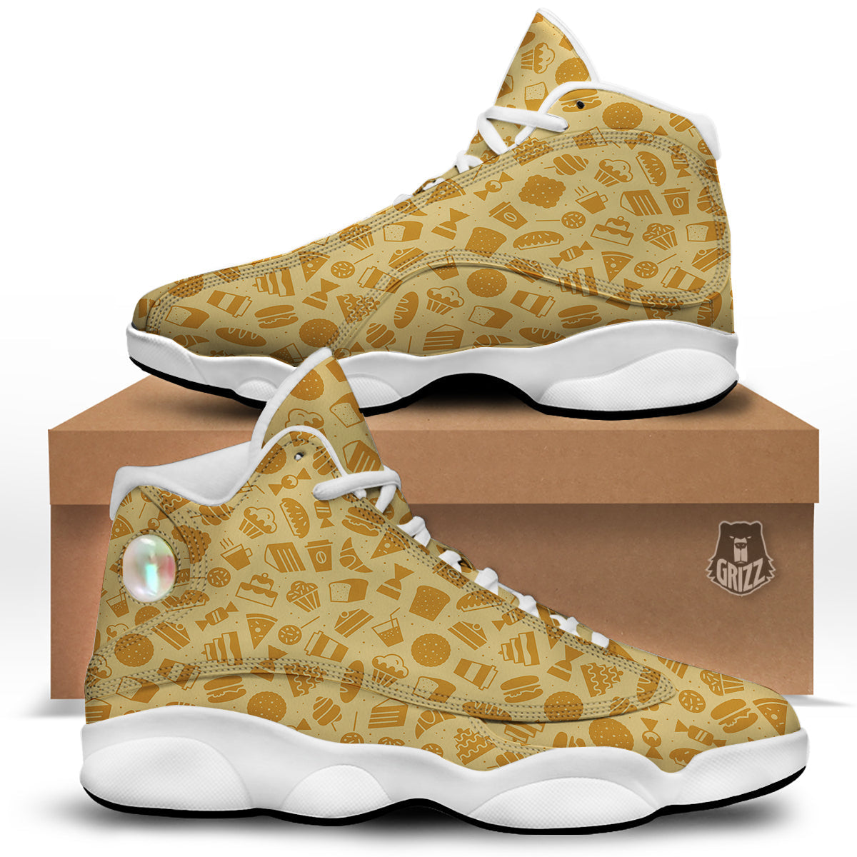 Bakery And Dessert Print Pattern White Basketball Shoes-grizzshop