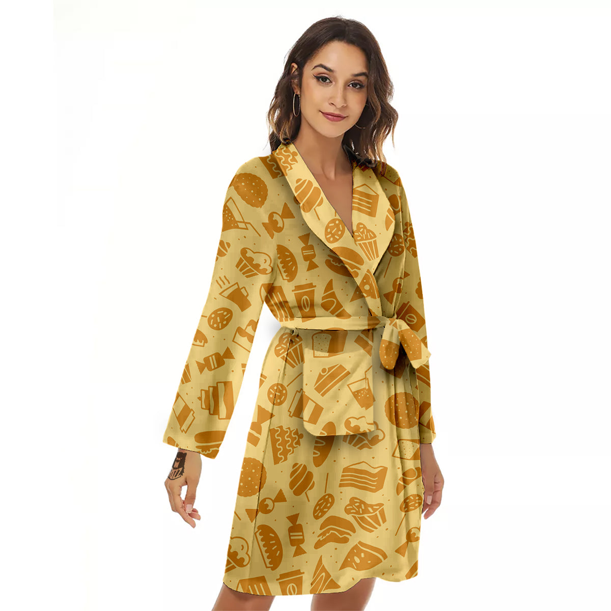 Bakery And Dessert Print Pattern Women's Robe-grizzshop