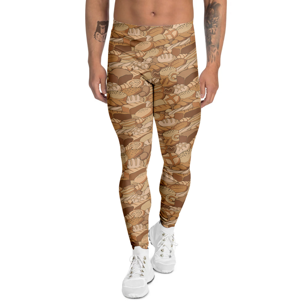 Bakery Bread Vintage Color Print Pattern Men's Leggings-grizzshop