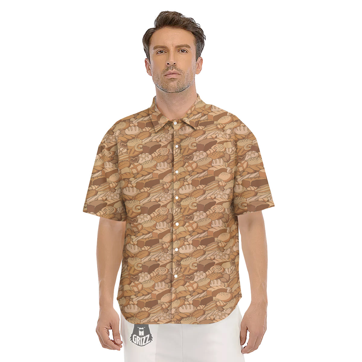 Bakery Bread Vintage Color Print Pattern Men's Short Sleeve Shirts-grizzshop