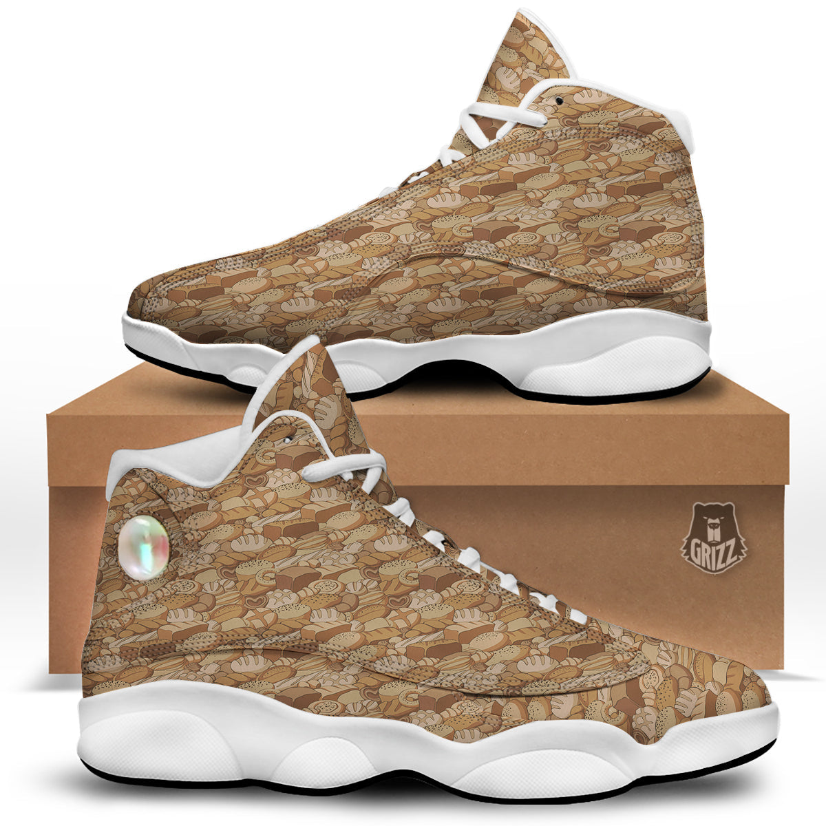 Bakery Bread Vintage Color Print Pattern White Basketball Shoes-grizzshop