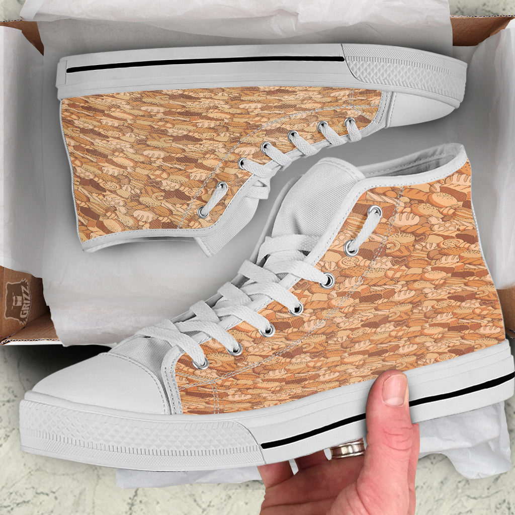 Bakery Bread Vintage Color Print Pattern White High Top Shoes-grizzshop