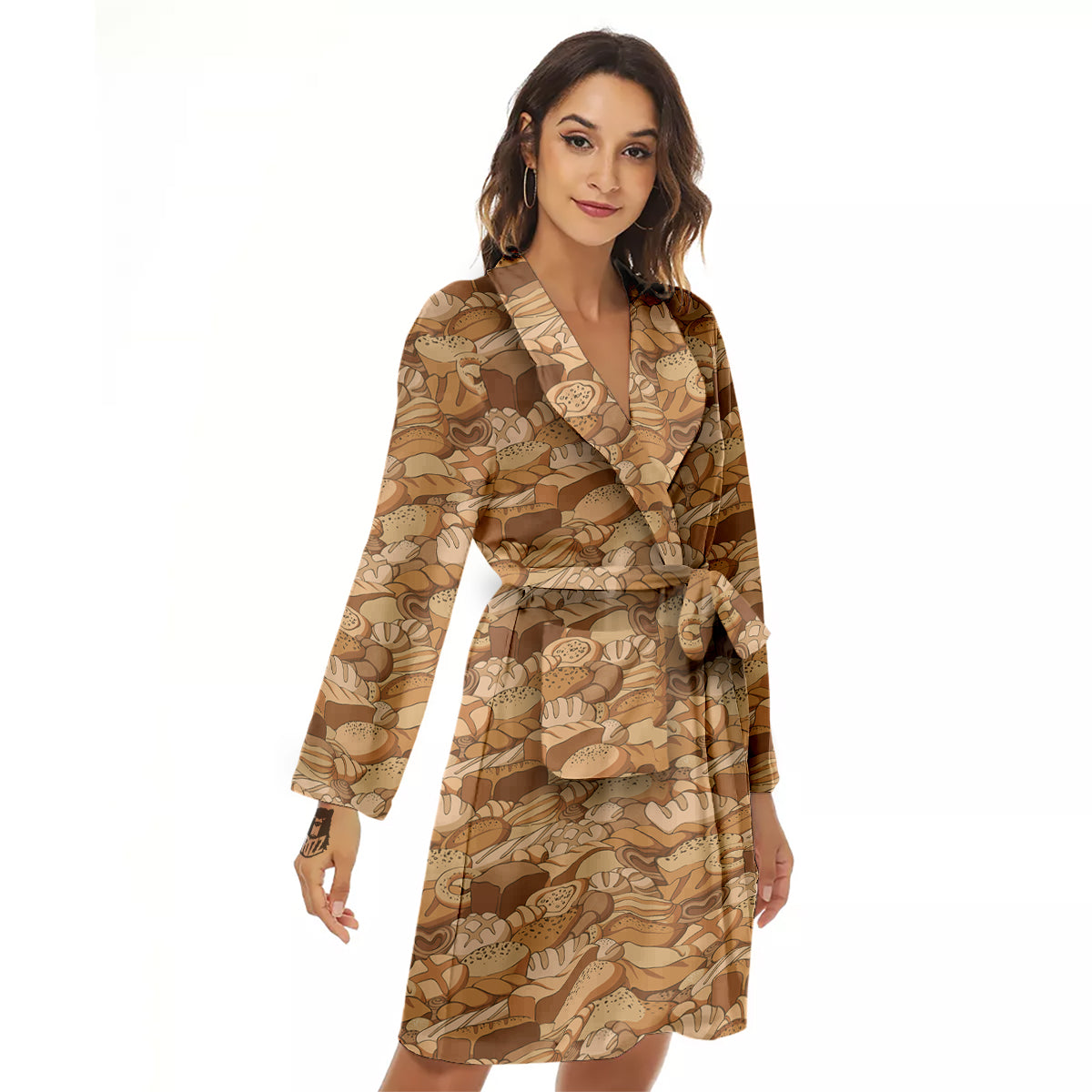 Bakery Bread Vintage Color Print Pattern Women's Robe-grizzshop