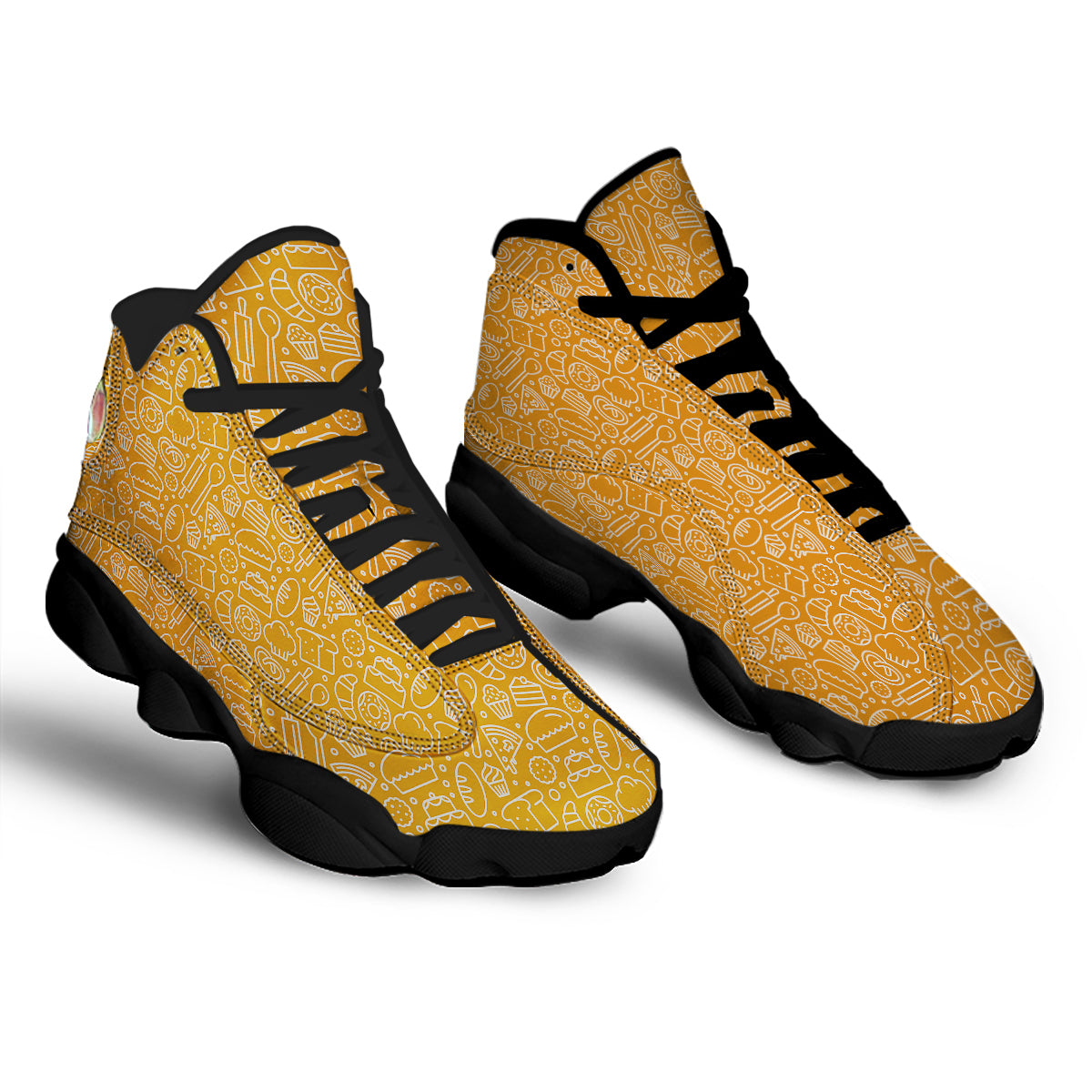 Bakery Yellow Print Pattern Black Basketball Shoes-grizzshop