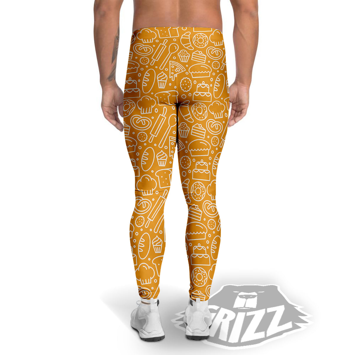 Bakery Yellow Print Pattern Men's Leggings-grizzshop