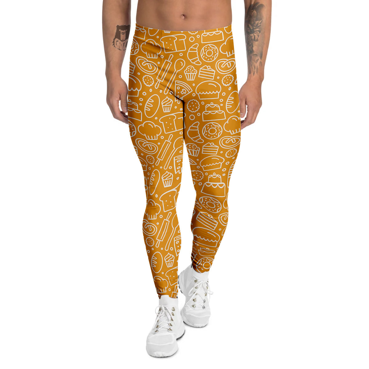 Bakery Yellow Print Pattern Men's Leggings-grizzshop