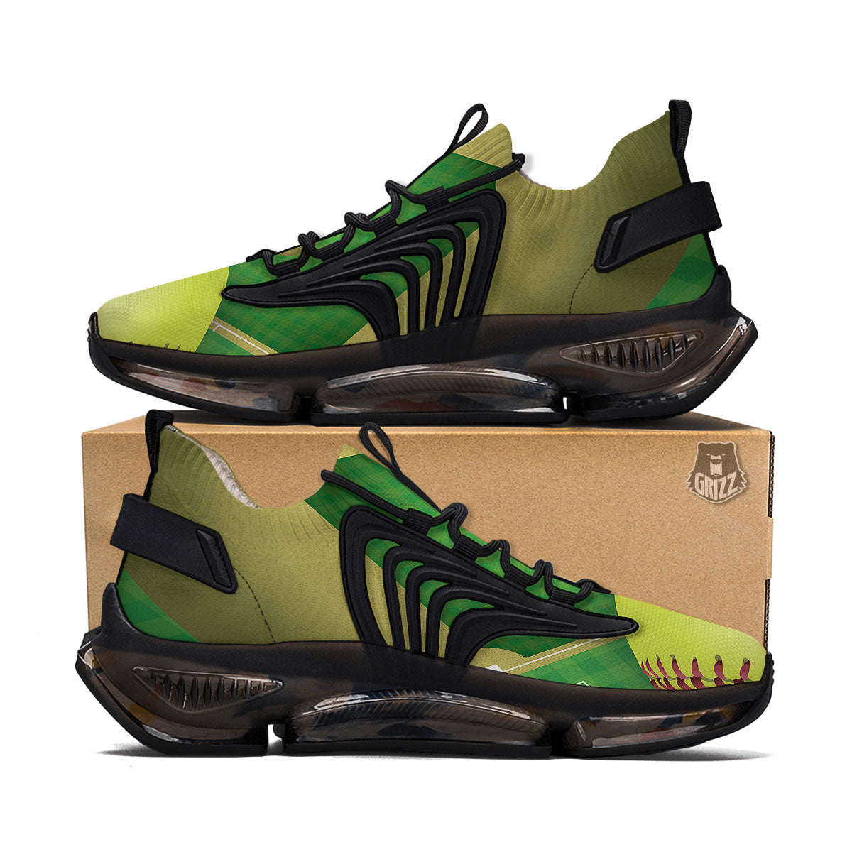 Ball And Softball Field Print Black Gym Shoes-grizzshop