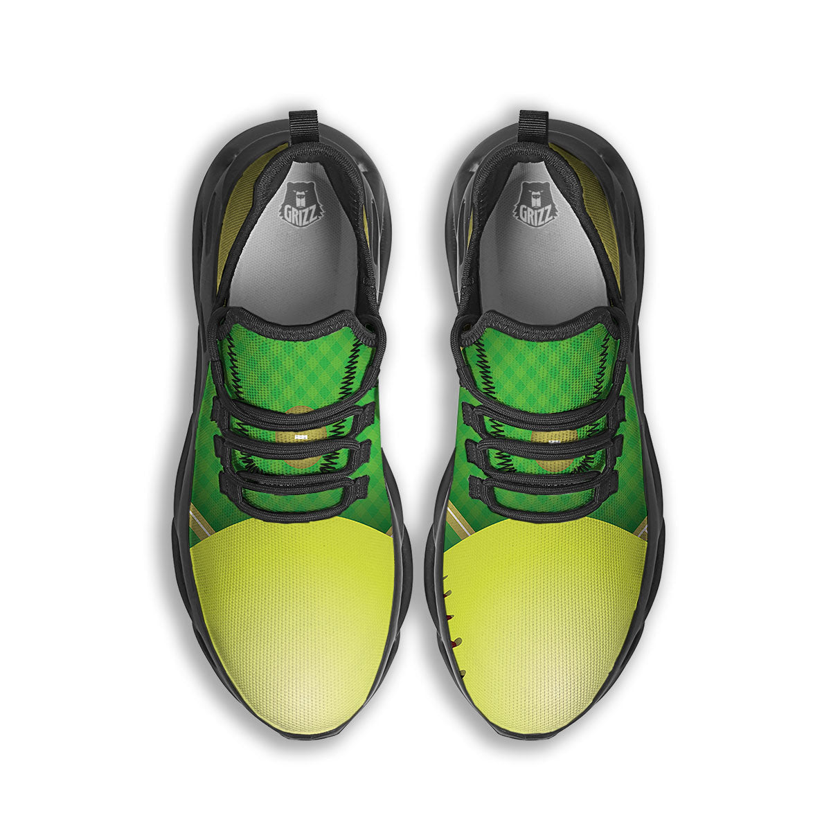 Ball And Softball Field Print Black Running Shoes-grizzshop