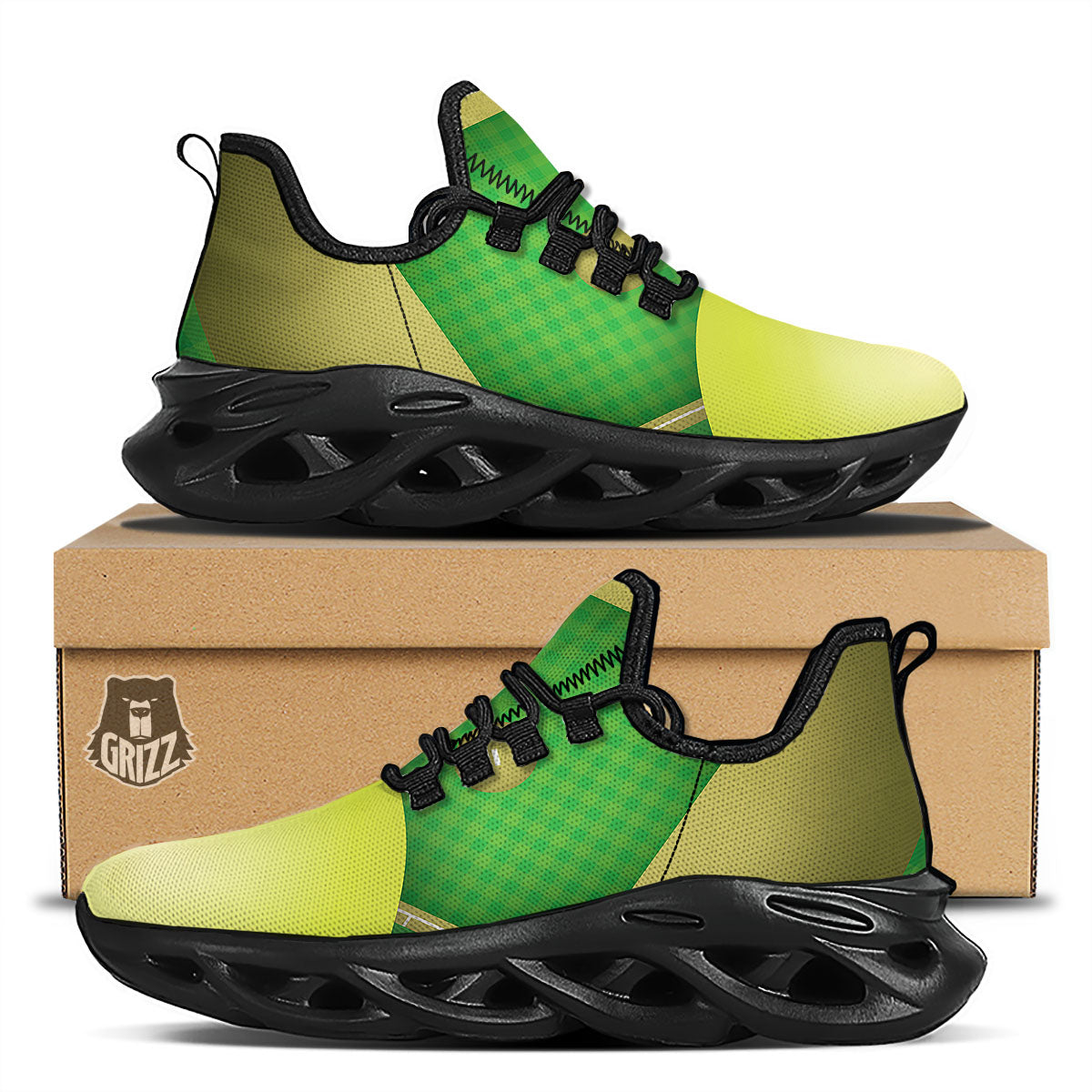 Ball And Softball Field Print Black Running Shoes-grizzshop