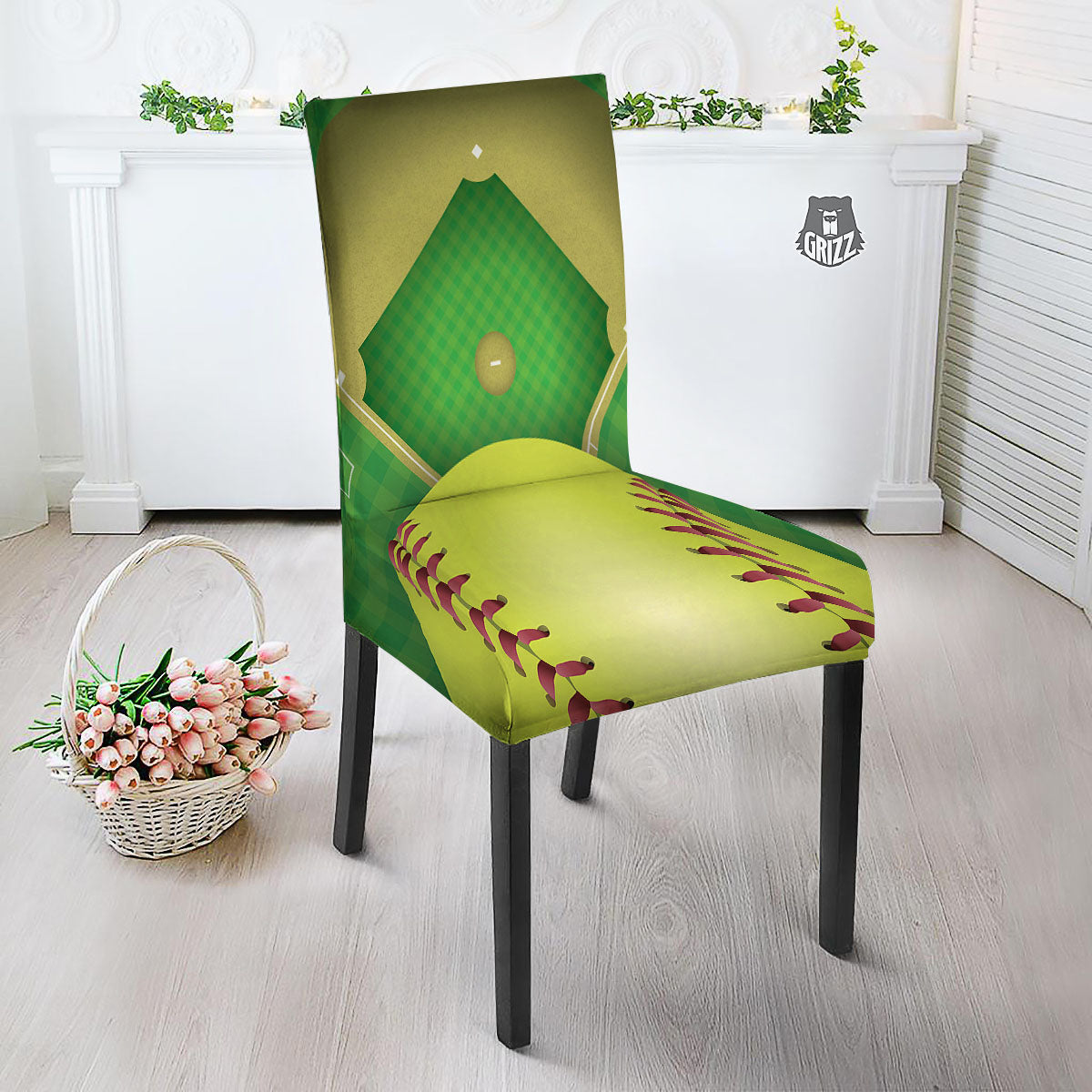 Ball And Softball Field Print Dining Chair Slipcover-grizzshop