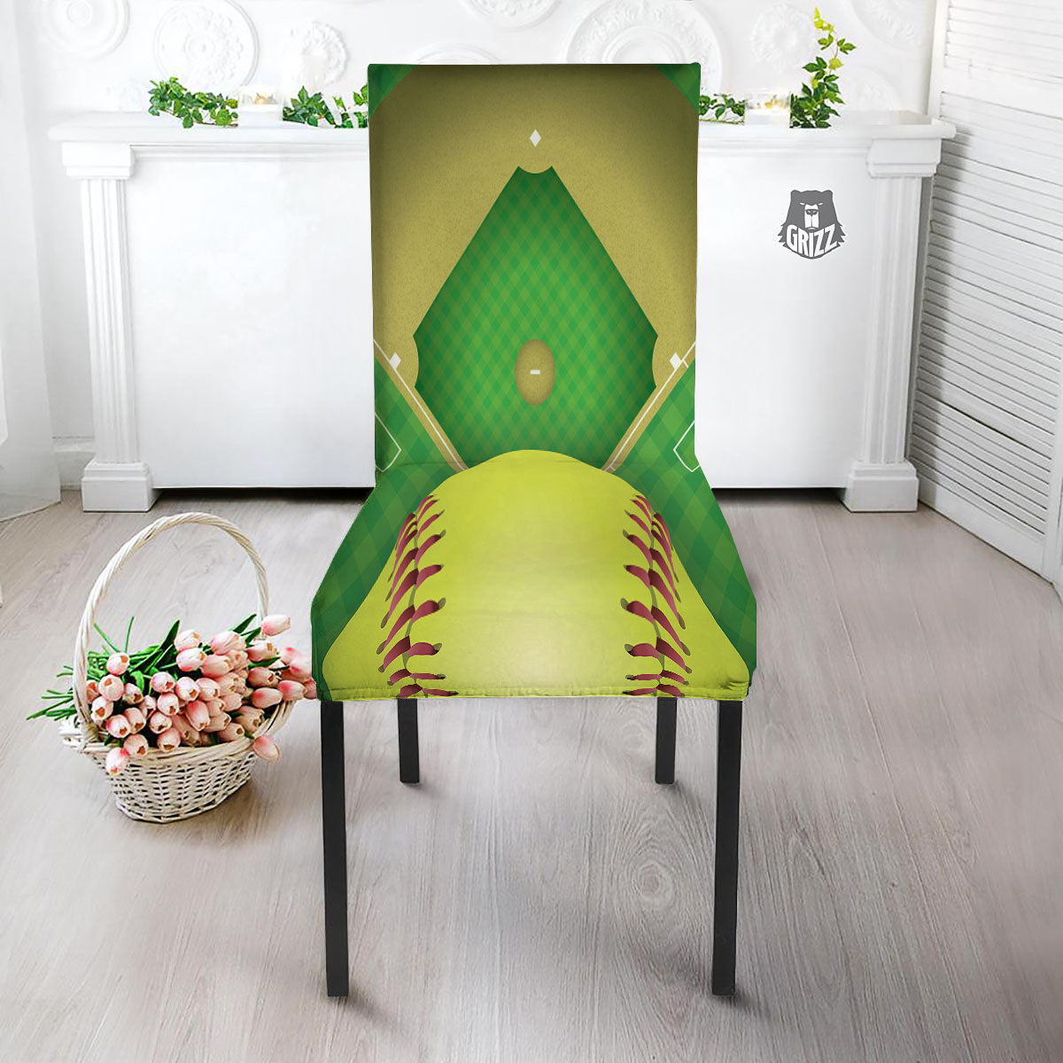 Ball And Softball Field Print Dining Chair Slipcover-grizzshop