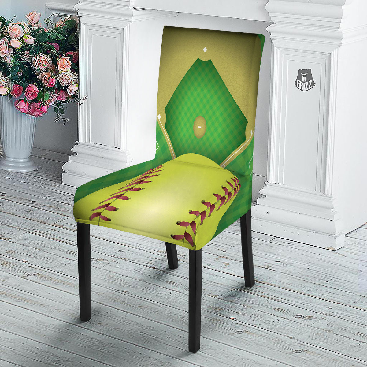 Ball And Softball Field Print Dining Chair Slipcover-grizzshop
