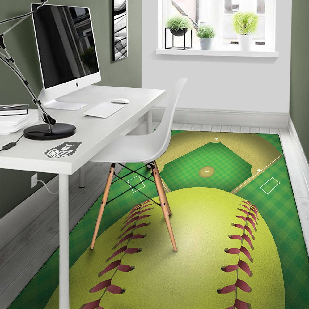 Ball And Softball Field Print Floor Mat-grizzshop