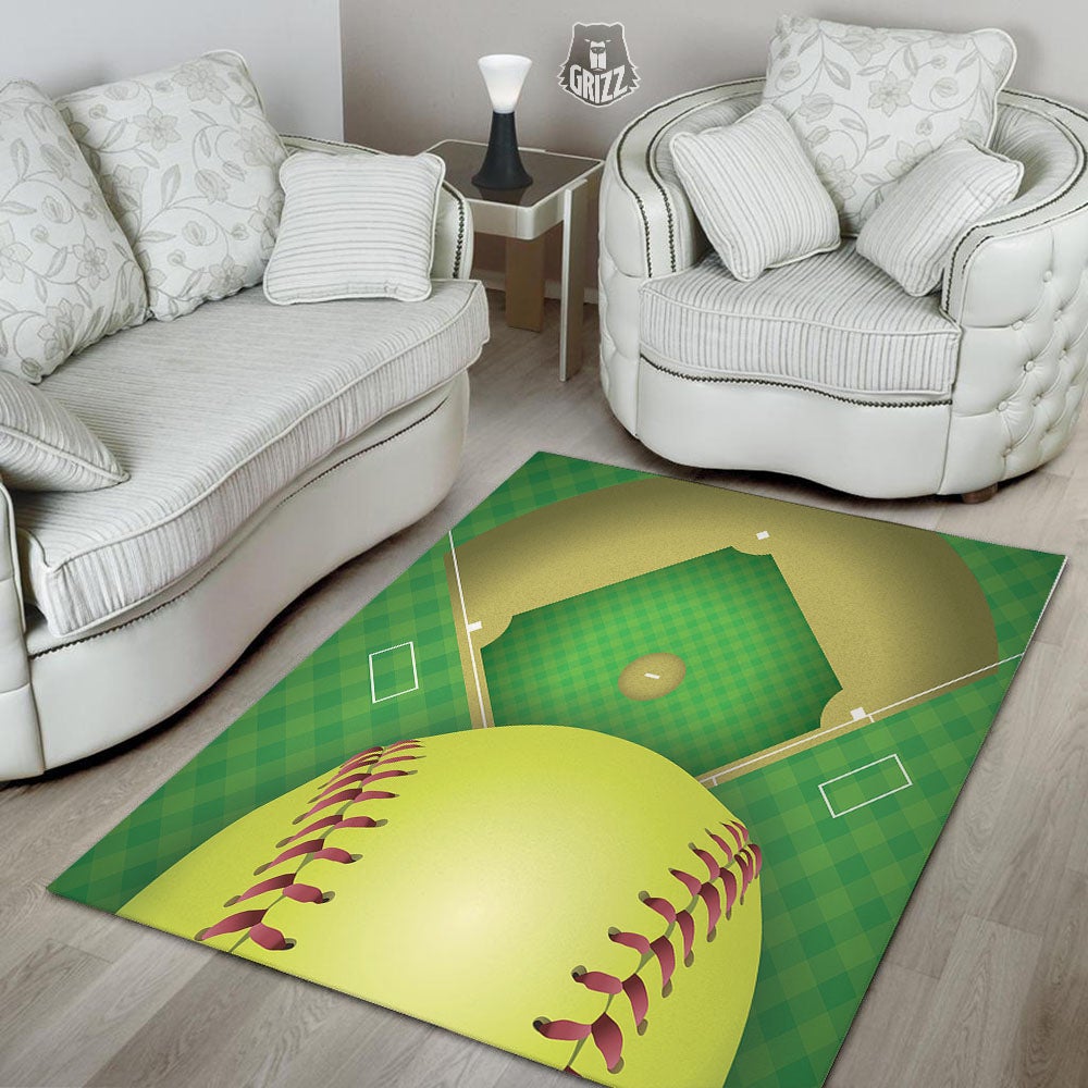 Ball And Softball Field Print Floor Mat-grizzshop
