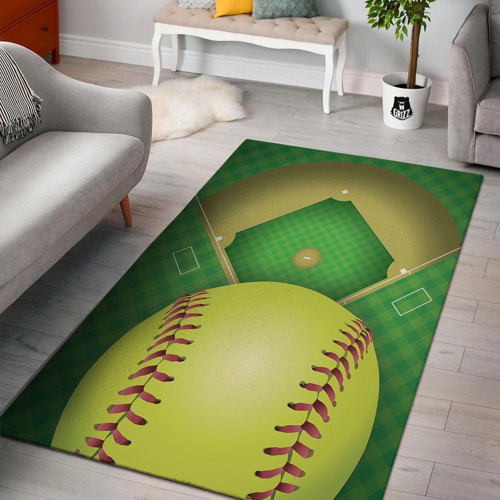 Ball And Softball Field Print Floor Mat-grizzshop