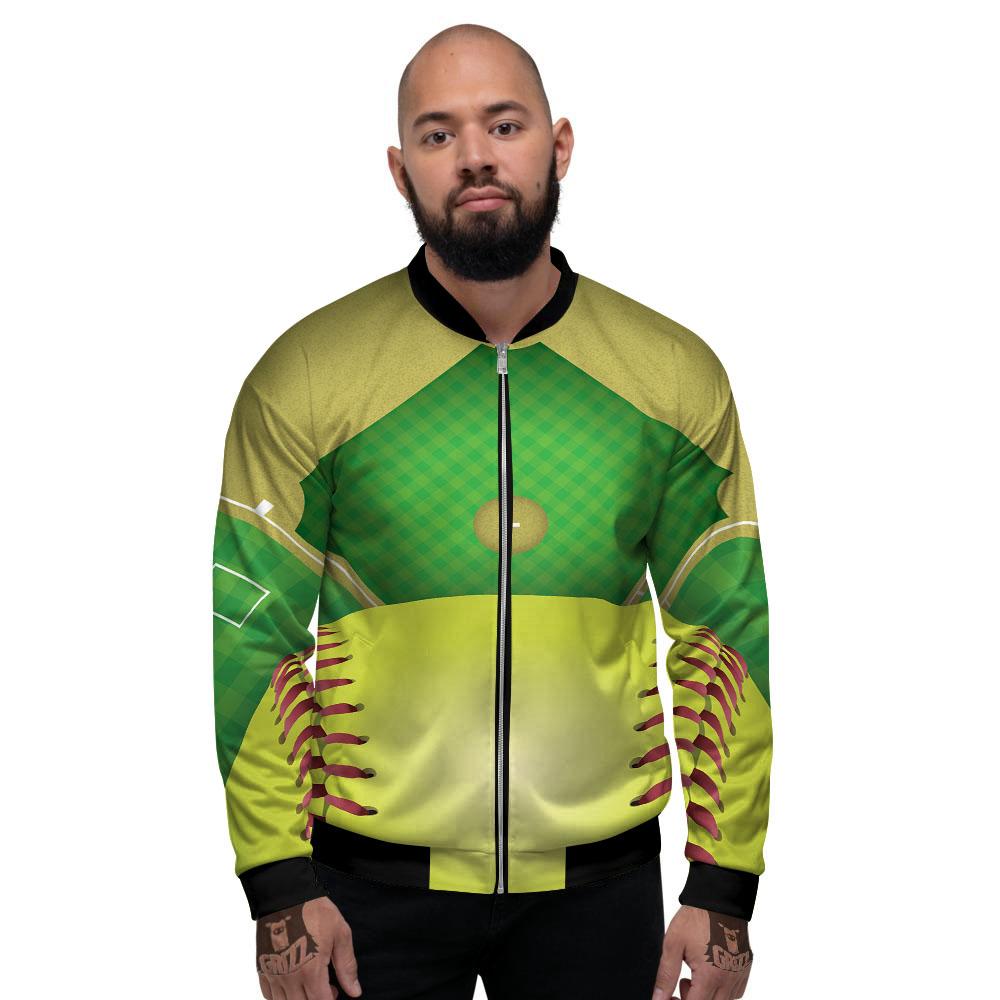 Ball And Softball Field Print Men's Bomber Jacket-grizzshop