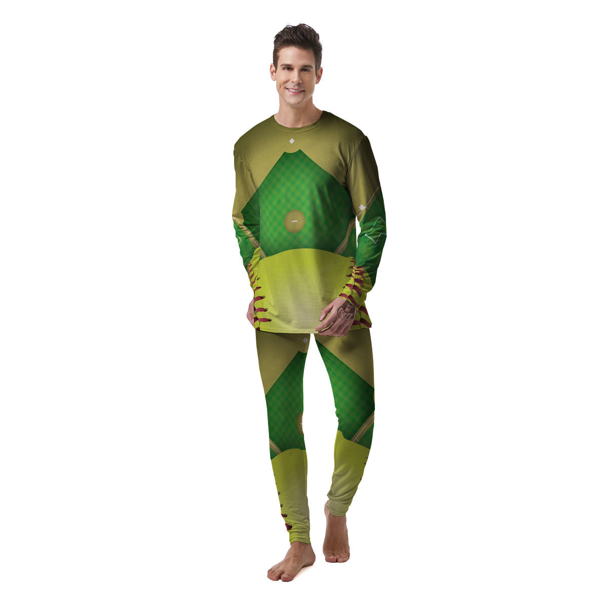 Ball And Softball Field Print Men's Pajamas-grizzshop
