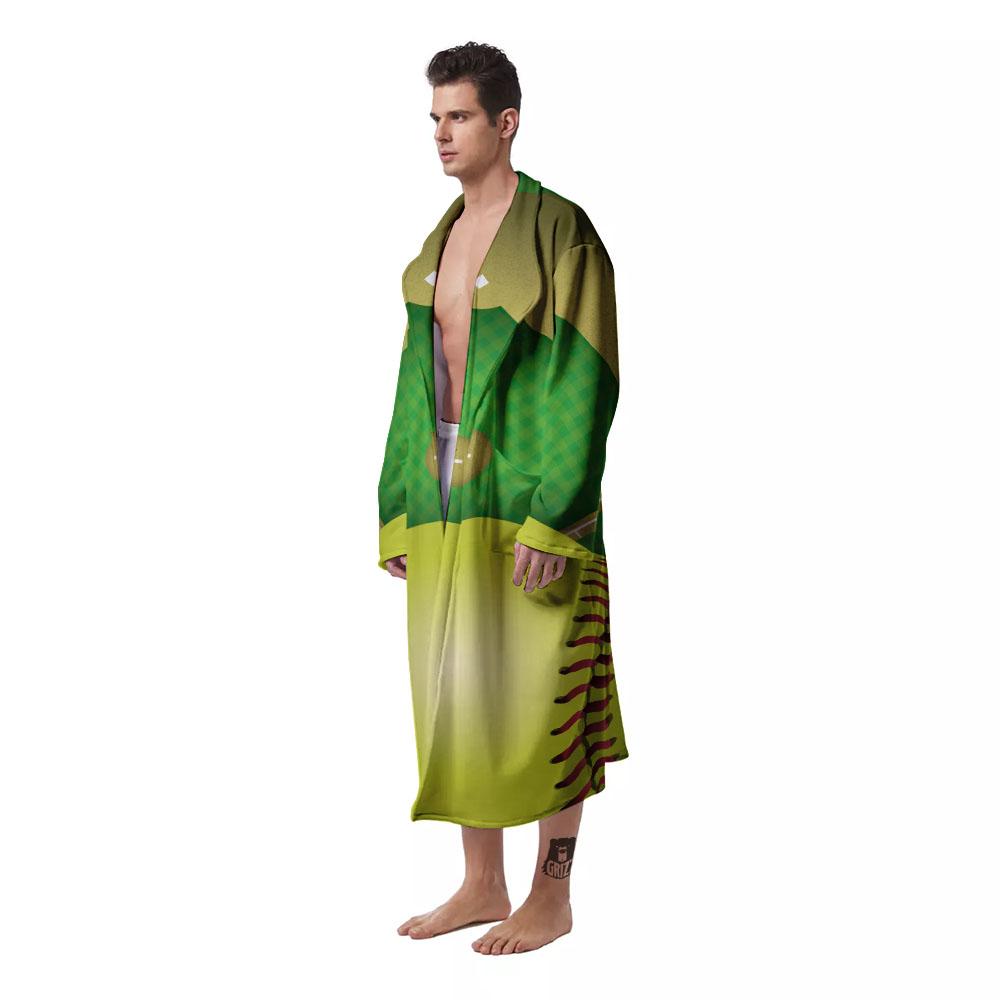 Ball And Softball Field Print Men's Robe-grizzshop